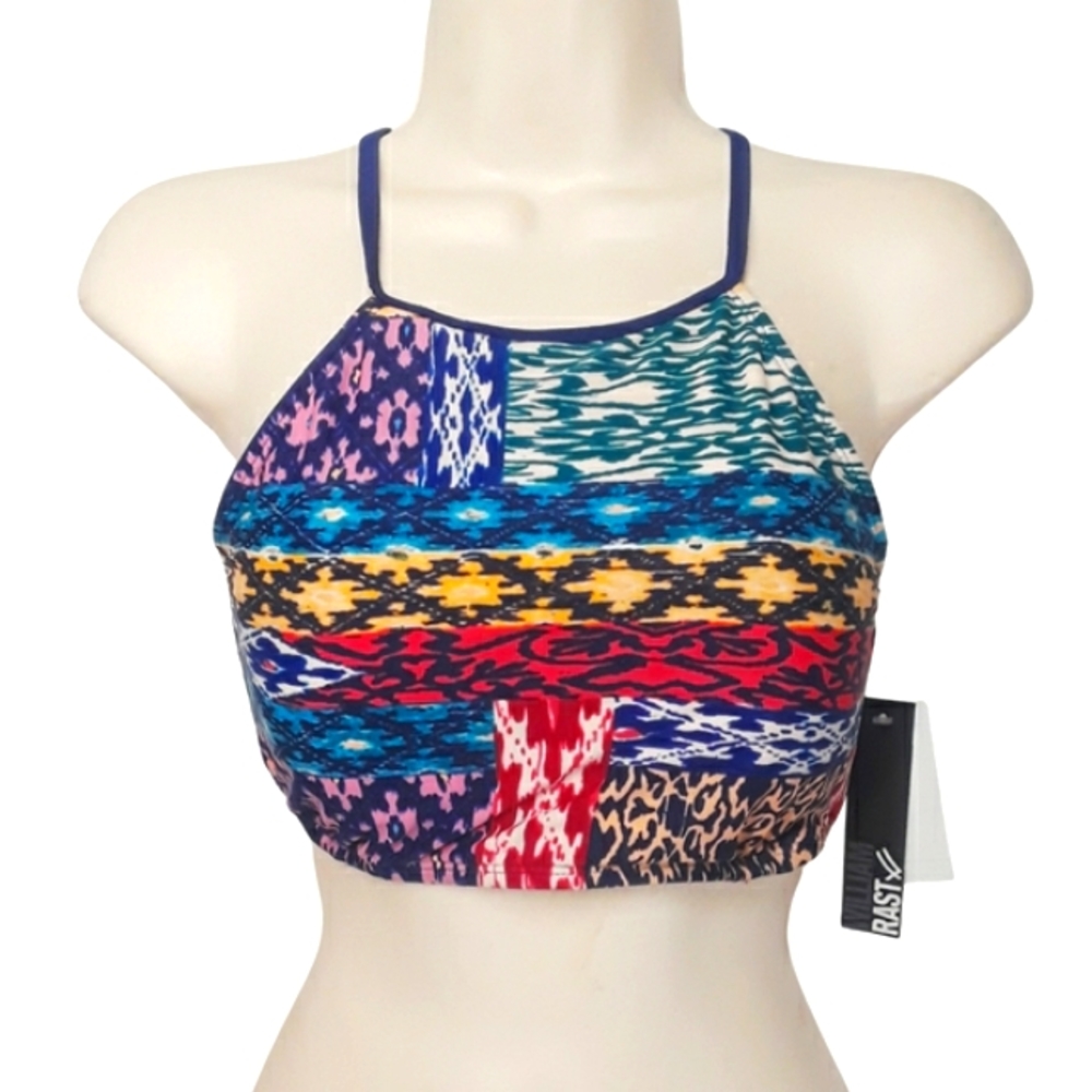 WILLIAM RAST Tribal Colorful Print Medium Bikini Top NWT